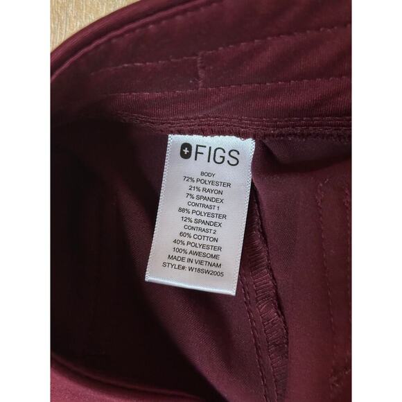Figs Zamora Jogger Scrub Pants BURGUNDY Medium - Picture 4 of 6
